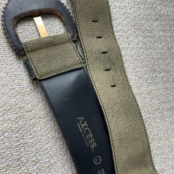 AXCESS green belt Vintage belt Women's wide belt Leather belt size L Fashion bel - Picture 12 of 12